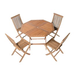 Rental Teak set: 4 Teak chairs + 1 Teak Octogonale table